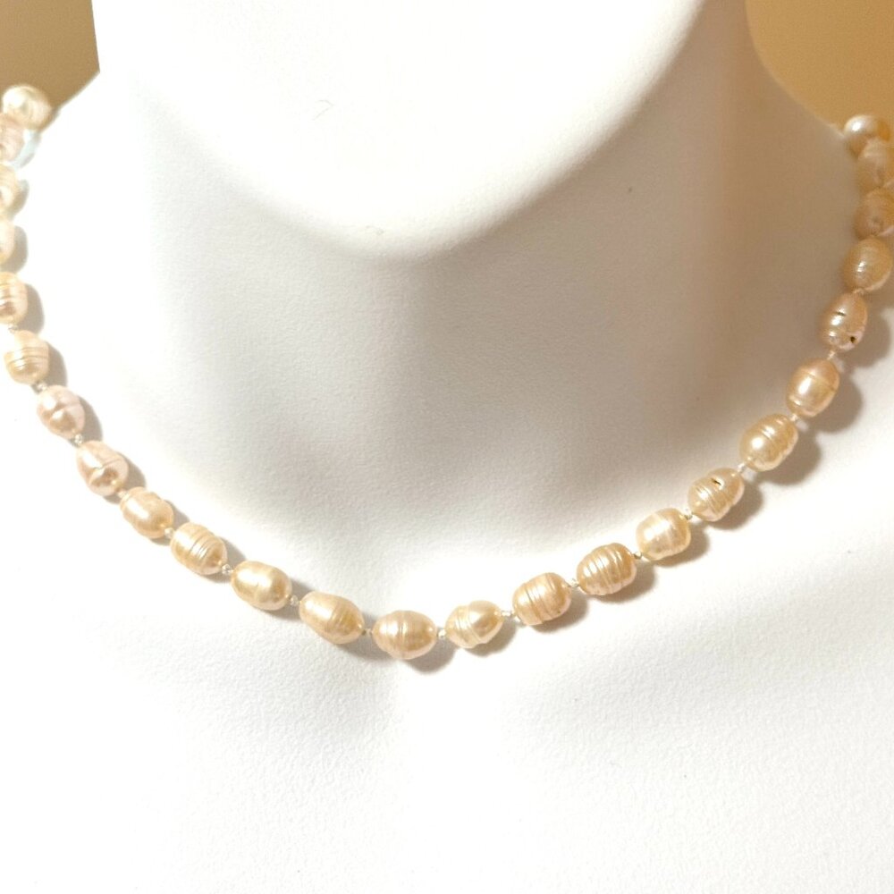 Pale Pink Freshwater Pearl Necklace, Hand Knotted Pearl Necklace